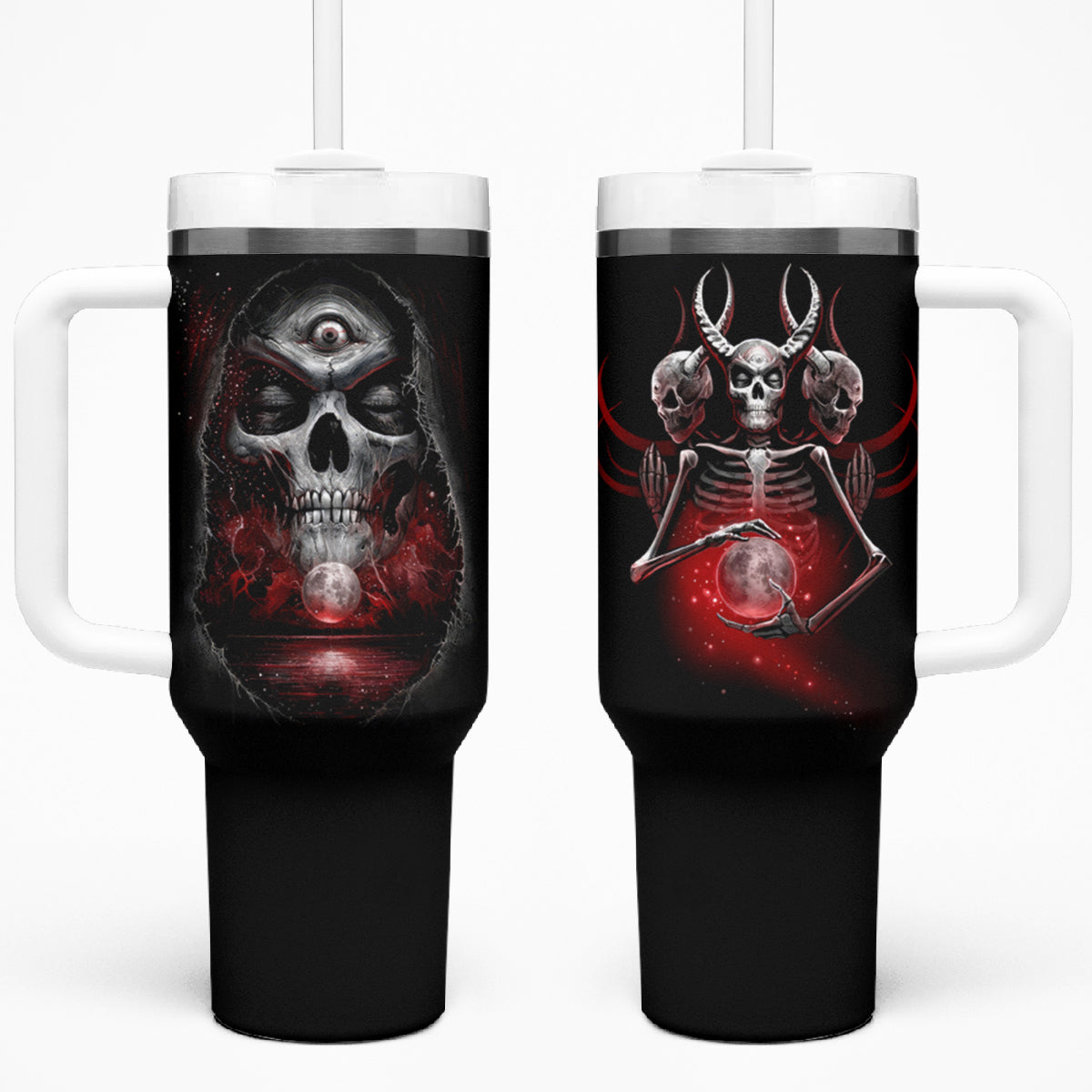 Skull Tumbler With Handle Prayer Skull - Wonder Print Shop