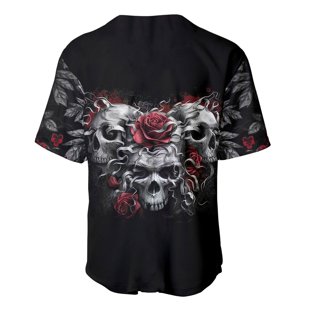 Skull Baseball Jersey Three Skull No See Evil Rose - Wonder Print Shop