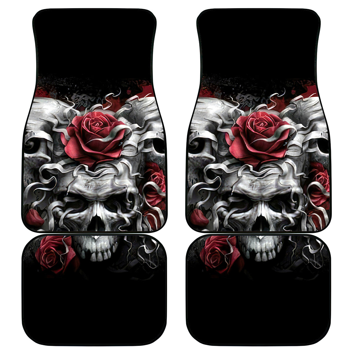 Skull Car Mats Three Skull No See Evil Rose - Wonder Print Shop