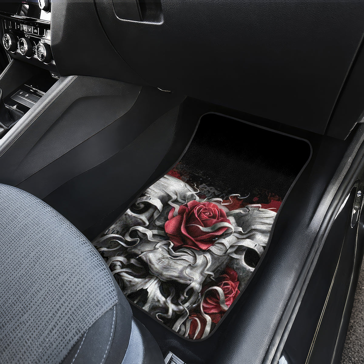 Skull Car Mats Three Skull No See Evil Rose - Wonder Print Shop