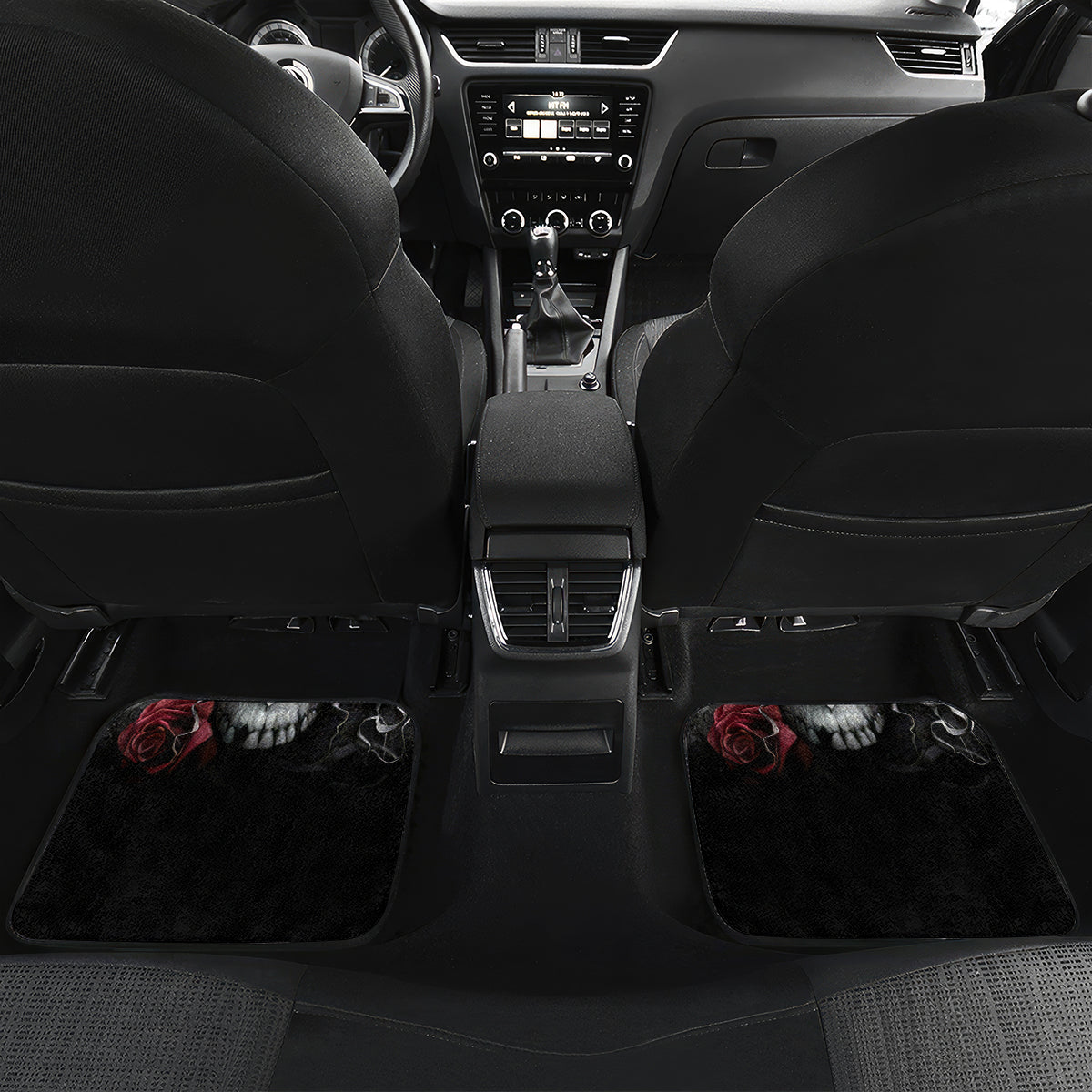 Skull Car Mats Three Skull No See Evil Rose - Wonder Print Shop