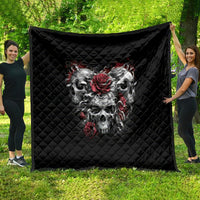 Skull Quilt Three Skull No See Evil Rose - Wonder Print Shop