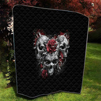 Skull Quilt Three Skull No See Evil Rose - Wonder Print Shop