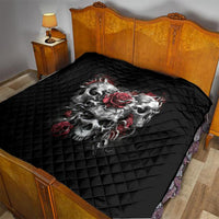 Skull Quilt Three Skull No See Evil Rose - Wonder Print Shop