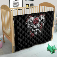 Skull Quilt Three Skull No See Evil Rose - Wonder Print Shop
