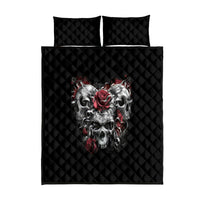 Skull Quilt Bed Set Three Skull No See Evil Rose - Wonder Print Shop