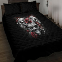 Skull Quilt Bed Set Three Skull No See Evil Rose - Wonder Print Shop