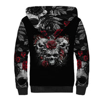 Skull Sherpa Hoodie Three Skull No See Evil Rose - Wonder Print Shop