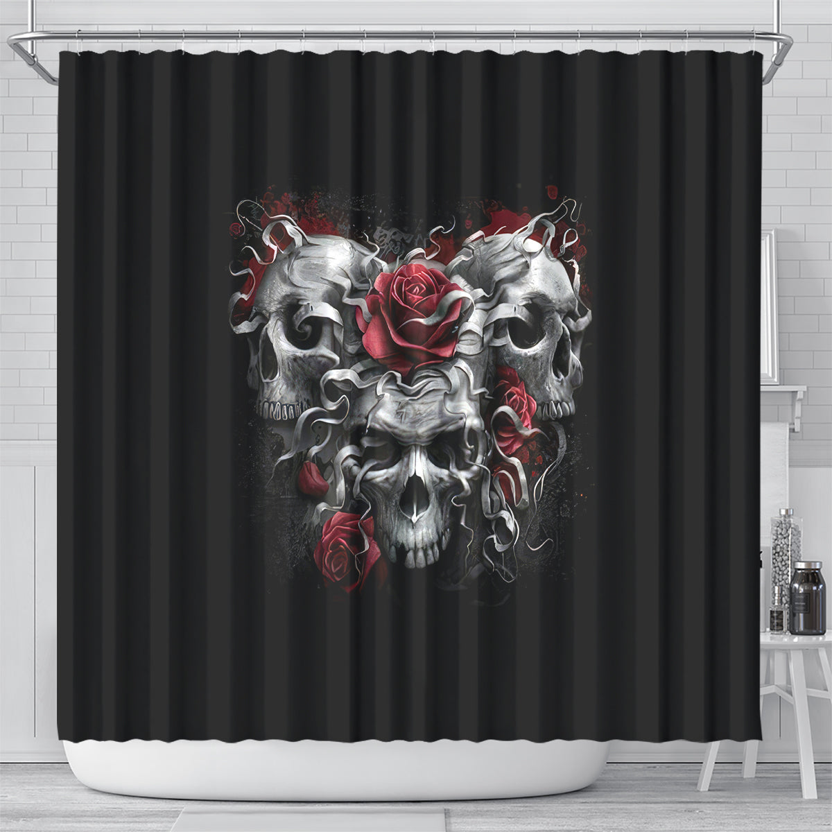skull-shower-curtain-three-skull-no-see-evil-rose