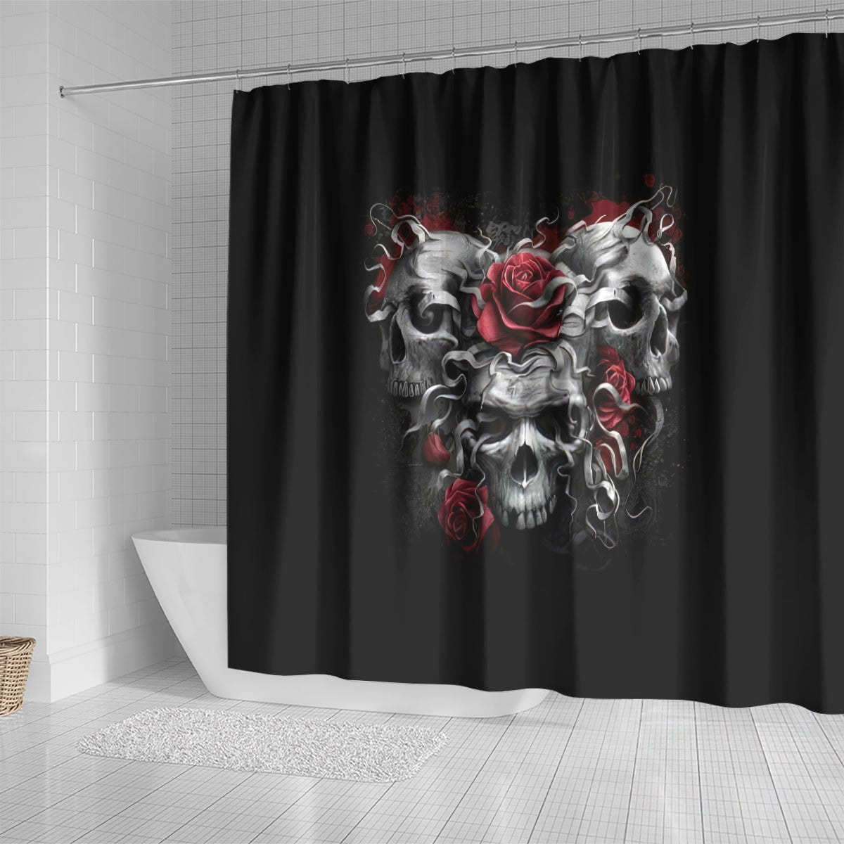 skull-shower-curtain-three-skull-no-see-evil-rose