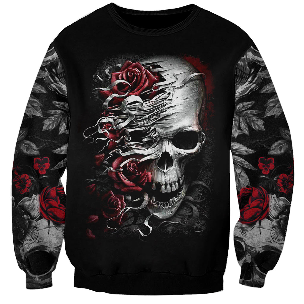 Skull Sweatshirt Three Skull No See Evil Rose - Wonder Print Shop