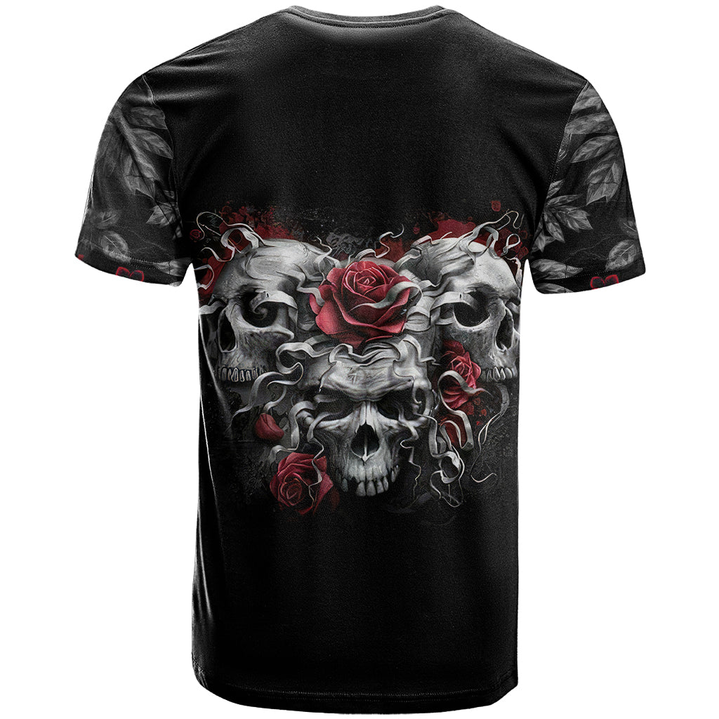 Skull T Shirt Three Skull No See Evil Rose - Wonder Print Shop