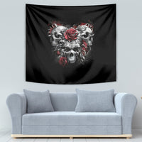Skull Tapestry Three Skull No See Evil Rose - Wonder Print Shop