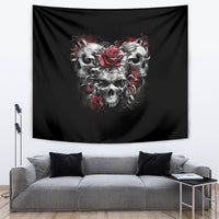 Skull Tapestry Three Skull No See Evil Rose - Wonder Print Shop