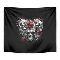Skull Tapestry Three Skull No See Evil Rose - Wonder Print Shop