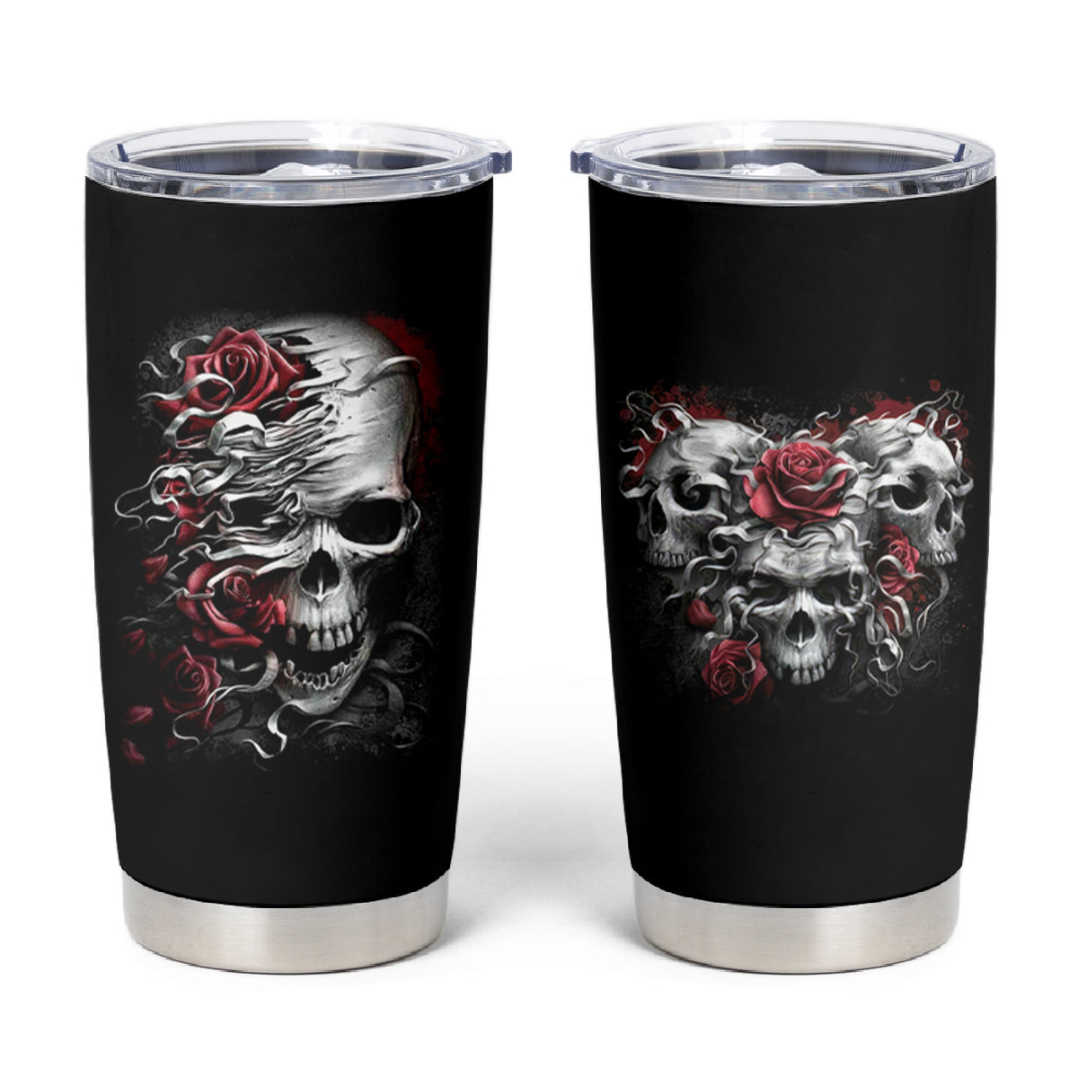 Skull Tumbler Cup Three Skull No See Evil Rose - Wonder Print Shop