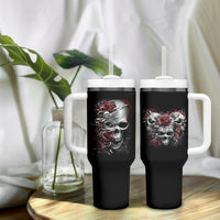 Skull Tumbler With Handle Three Skull No See Evil Rose - Wonder Print Shop