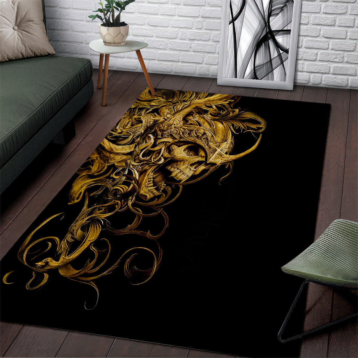 Skull Area Rug Golden Warrior Royal - Wonder Print Shop