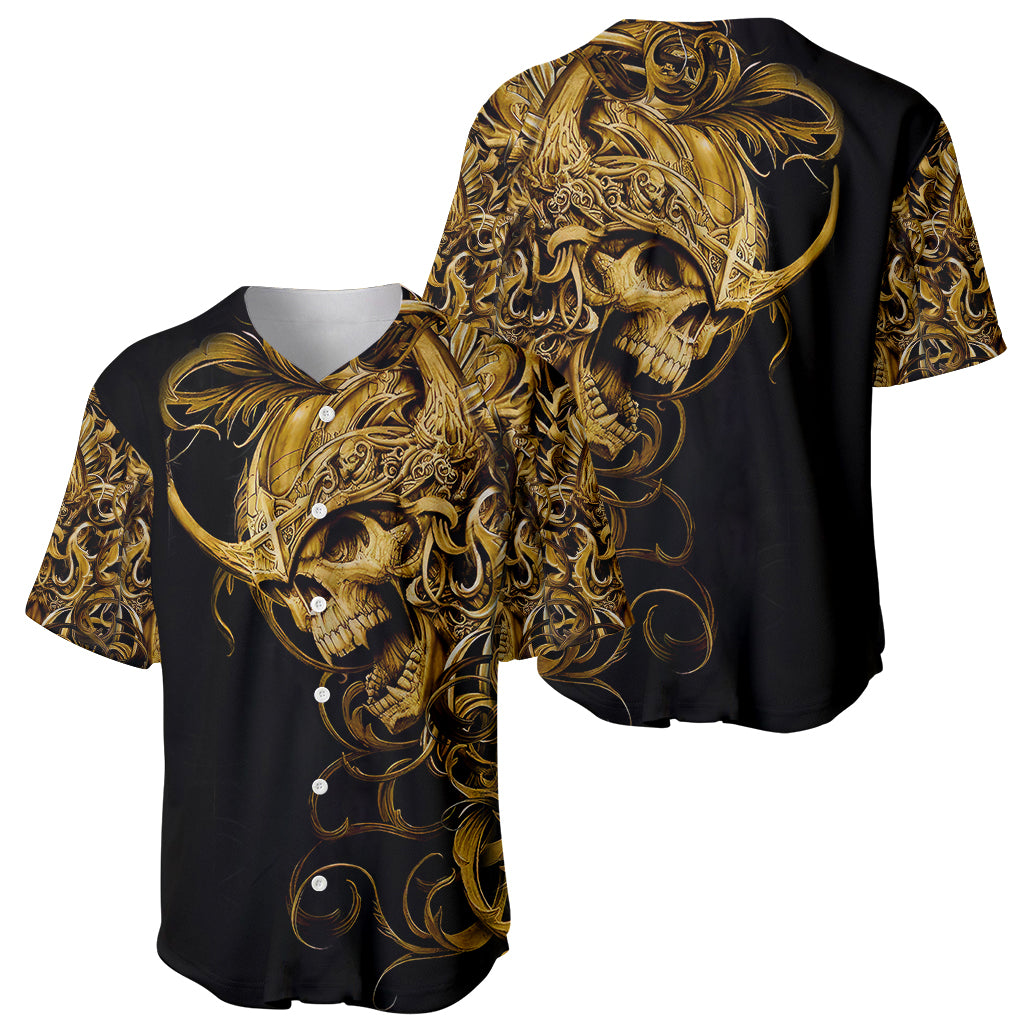 Skull Baseball Jersey Golden Warrior Royal - Wonder Print Shop