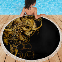 Skull Beach Blanket Golden Warrior Royal - Wonder Print Shop