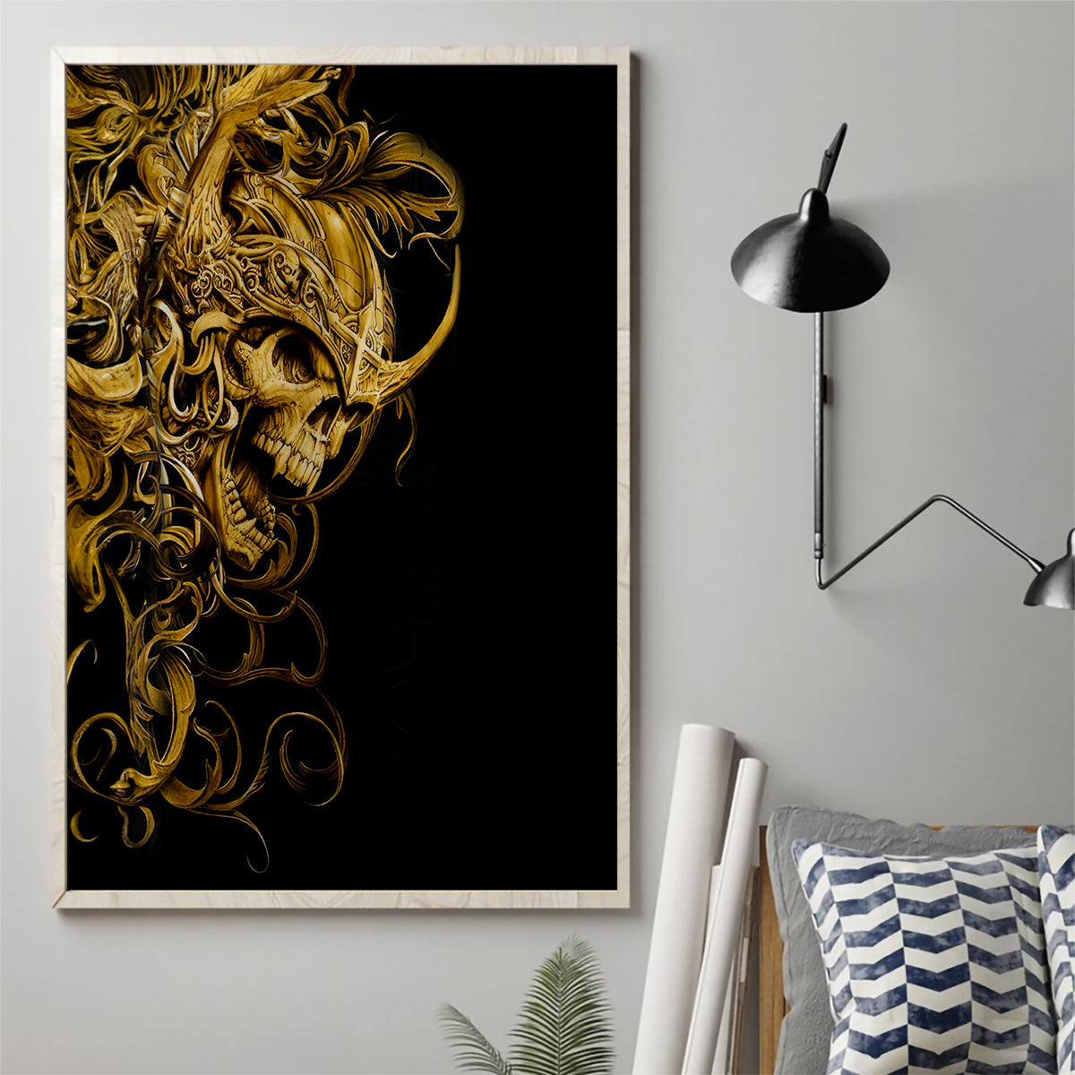 Skull Canvas Wall Art Golden Warrior Royal - Wonder Print Shop