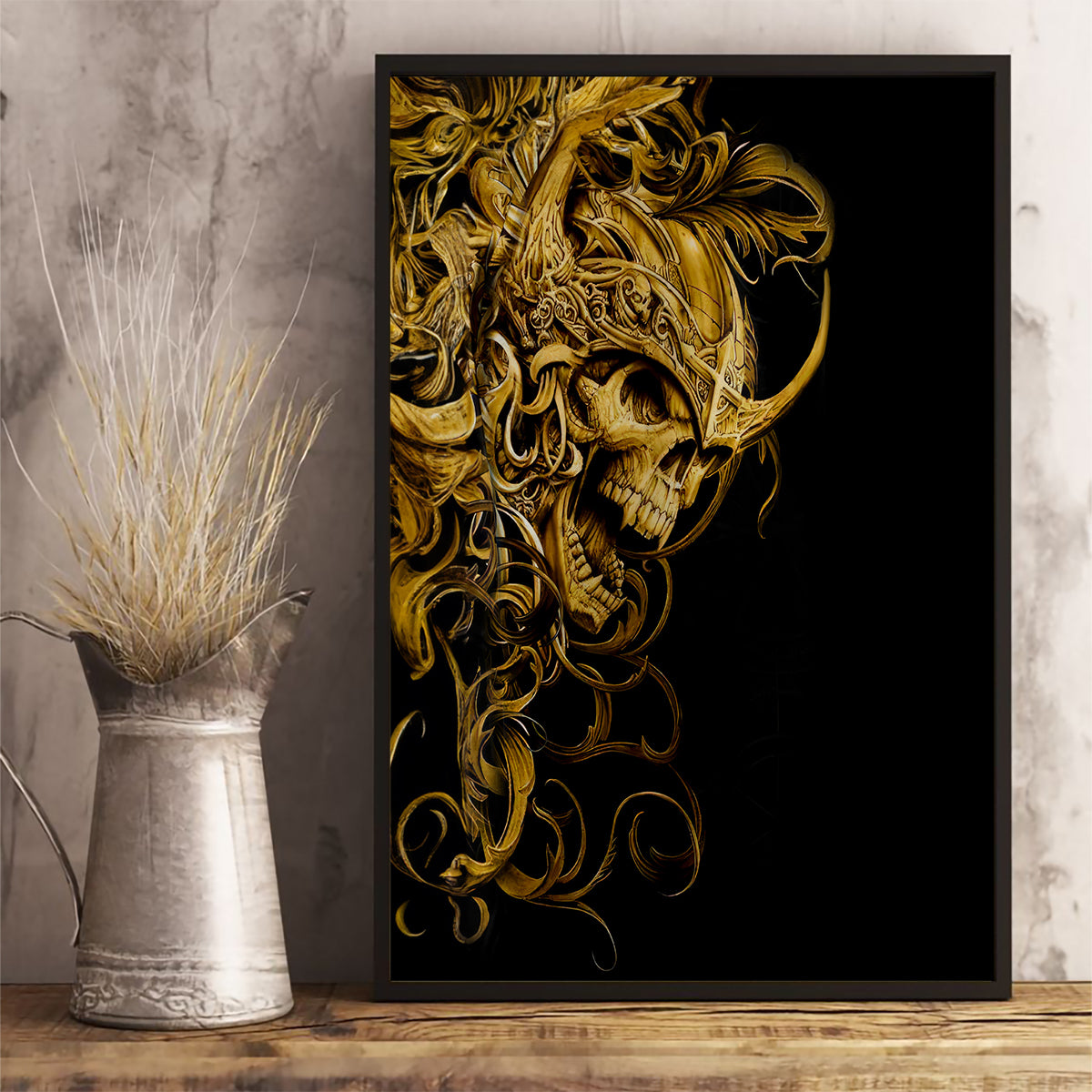 Skull Canvas Wall Art Golden Warrior Royal - Wonder Print Shop