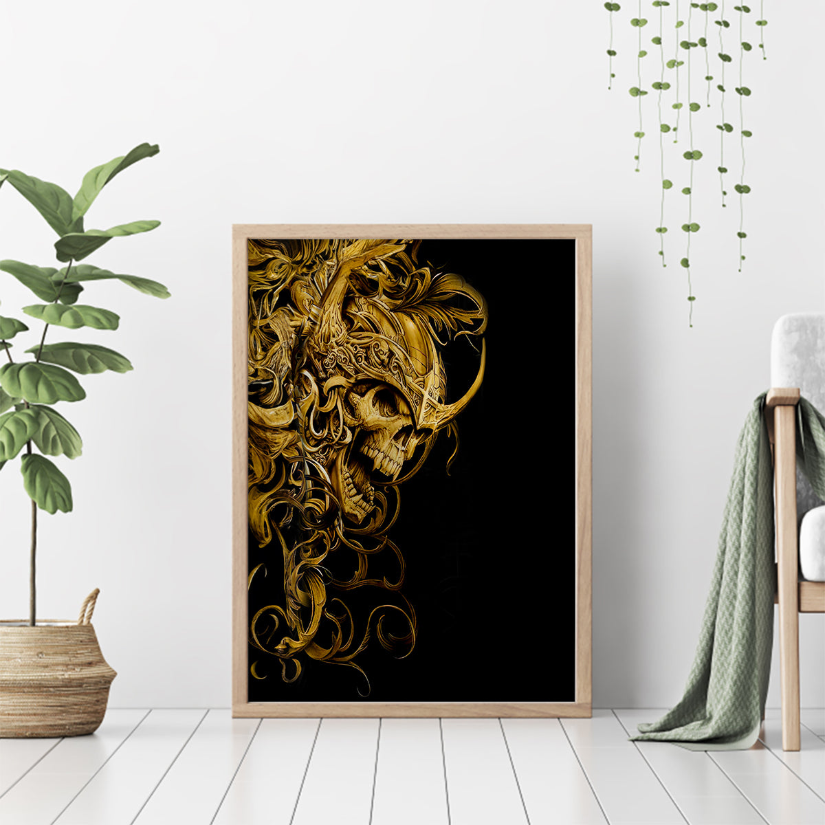 Skull Canvas Wall Art Golden Warrior Royal - Wonder Print Shop