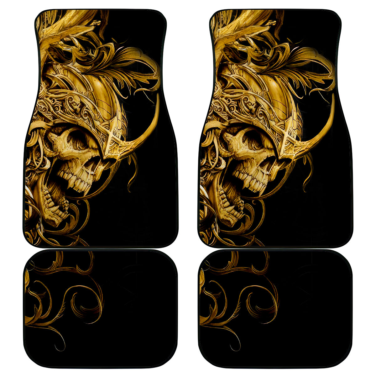 Skull Car Mats Golden Warrior Royal - Wonder Print Shop