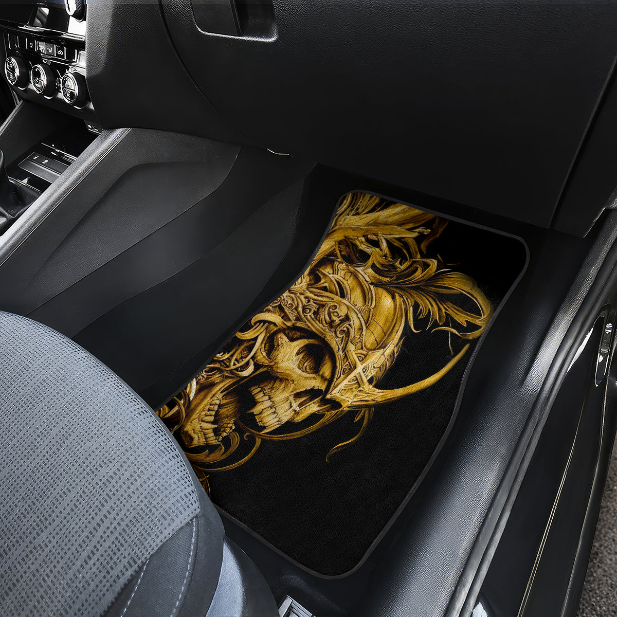 Skull Car Mats Golden Warrior Royal - Wonder Print Shop