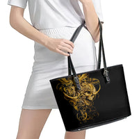 Skull Leather Tote Bag Golden Warrior Royal - Wonder Print Shop
