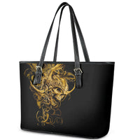 Skull Leather Tote Bag Golden Warrior Royal - Wonder Print Shop