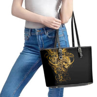 Skull Leather Tote Bag Golden Warrior Royal - Wonder Print Shop