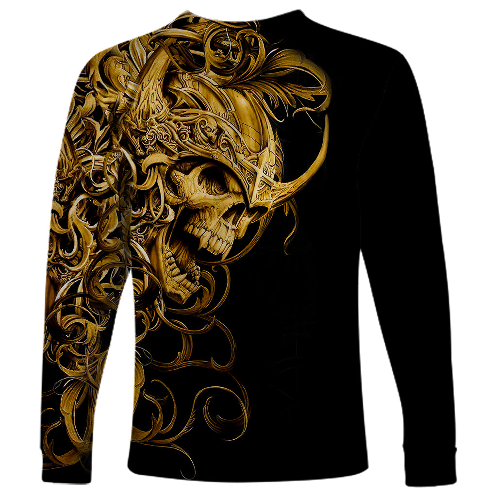 Skull Long Sleeve Shirt Golden Warrior Royal - Wonder Print Shop