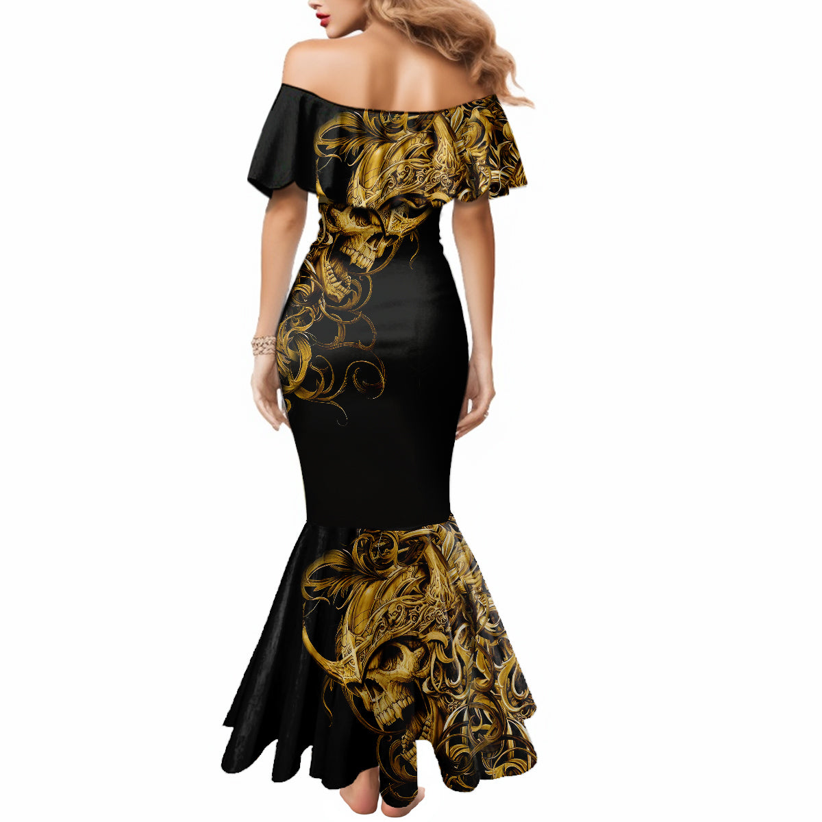 Skull Mermaid Dress Golden Warrior Royal - Wonder Print Shop