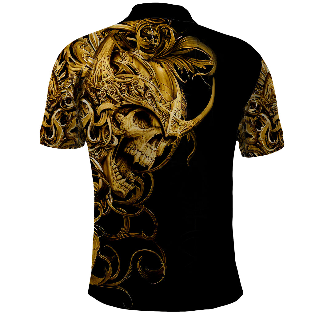 Skull Polo Shirt Golden Warrior Royal - Wonder Print Shop