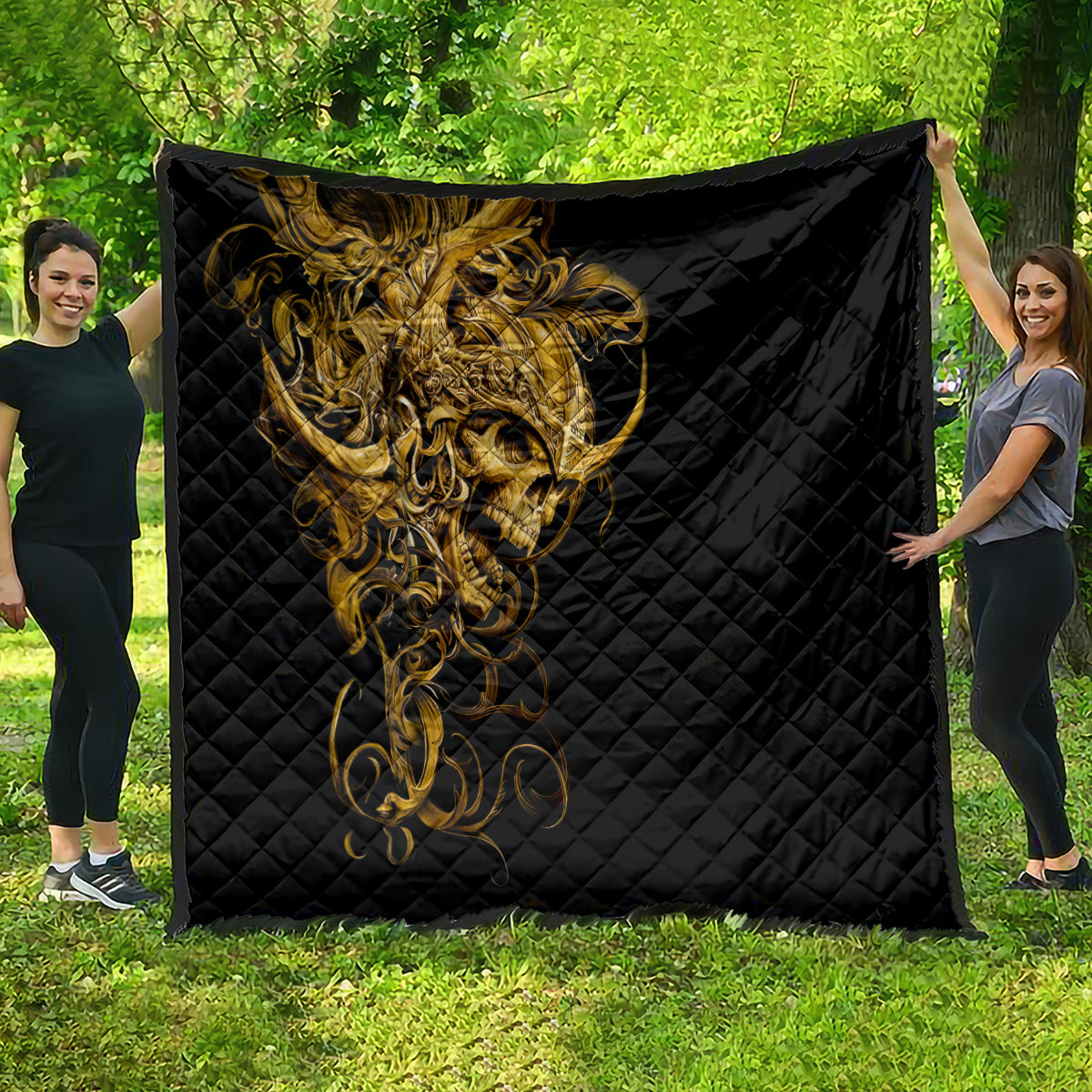 Skull Quilt Golden Warrior Royal - Wonder Print Shop