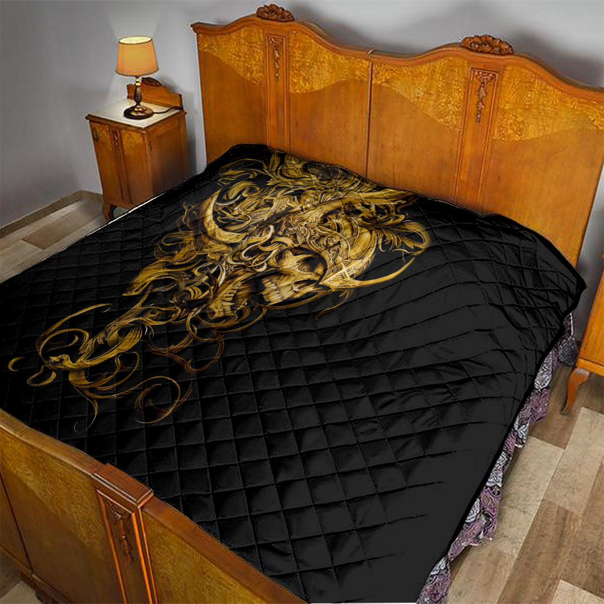 Skull Quilt Golden Warrior Royal - Wonder Print Shop