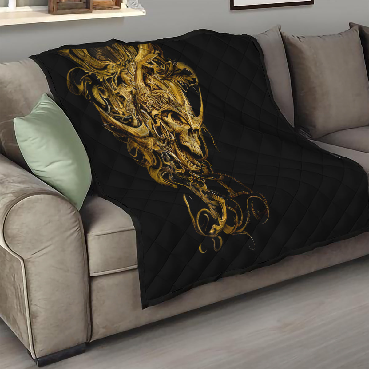 Skull Quilt Golden Warrior Royal - Wonder Print Shop