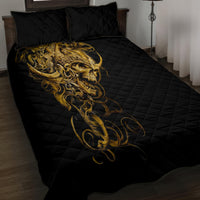 Skull Quilt Bed Set Golden Warrior Royal - Wonder Print Shop
