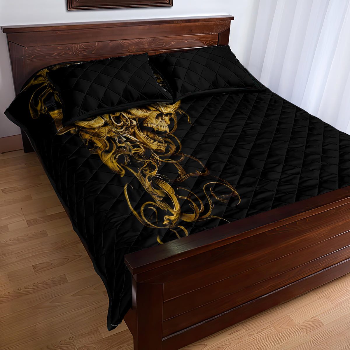 Skull Quilt Bed Set Golden Warrior Royal - Wonder Print Shop