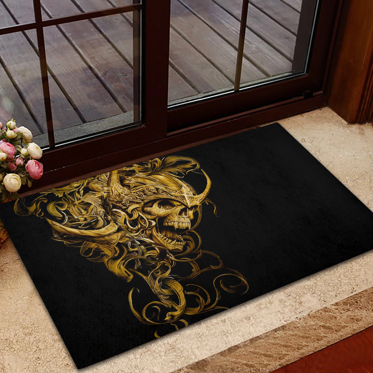 Skull Rubber Doormat Golden Warrior Royal - Wonder Print Shop