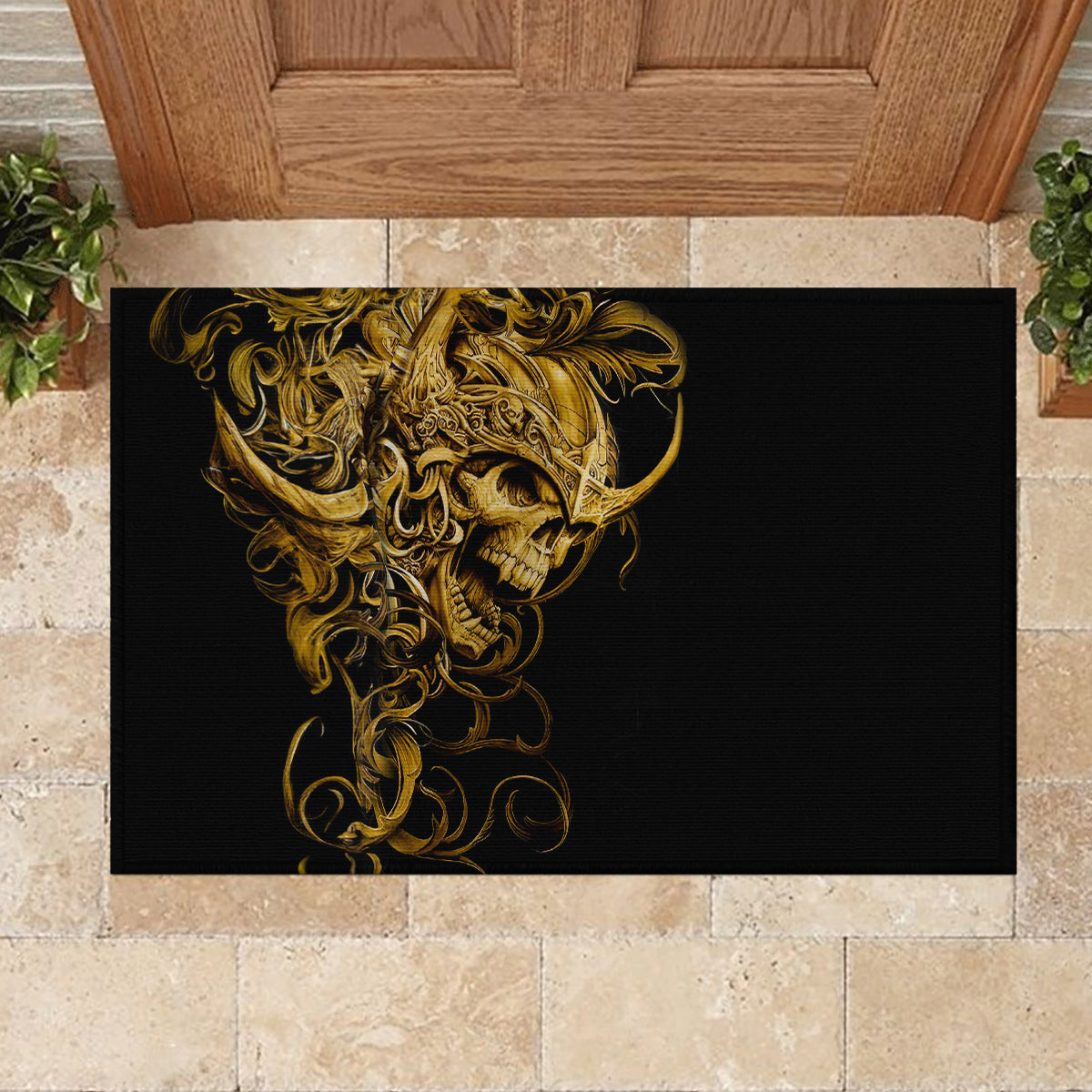 Skull Rubber Doormat Golden Warrior Royal - Wonder Print Shop