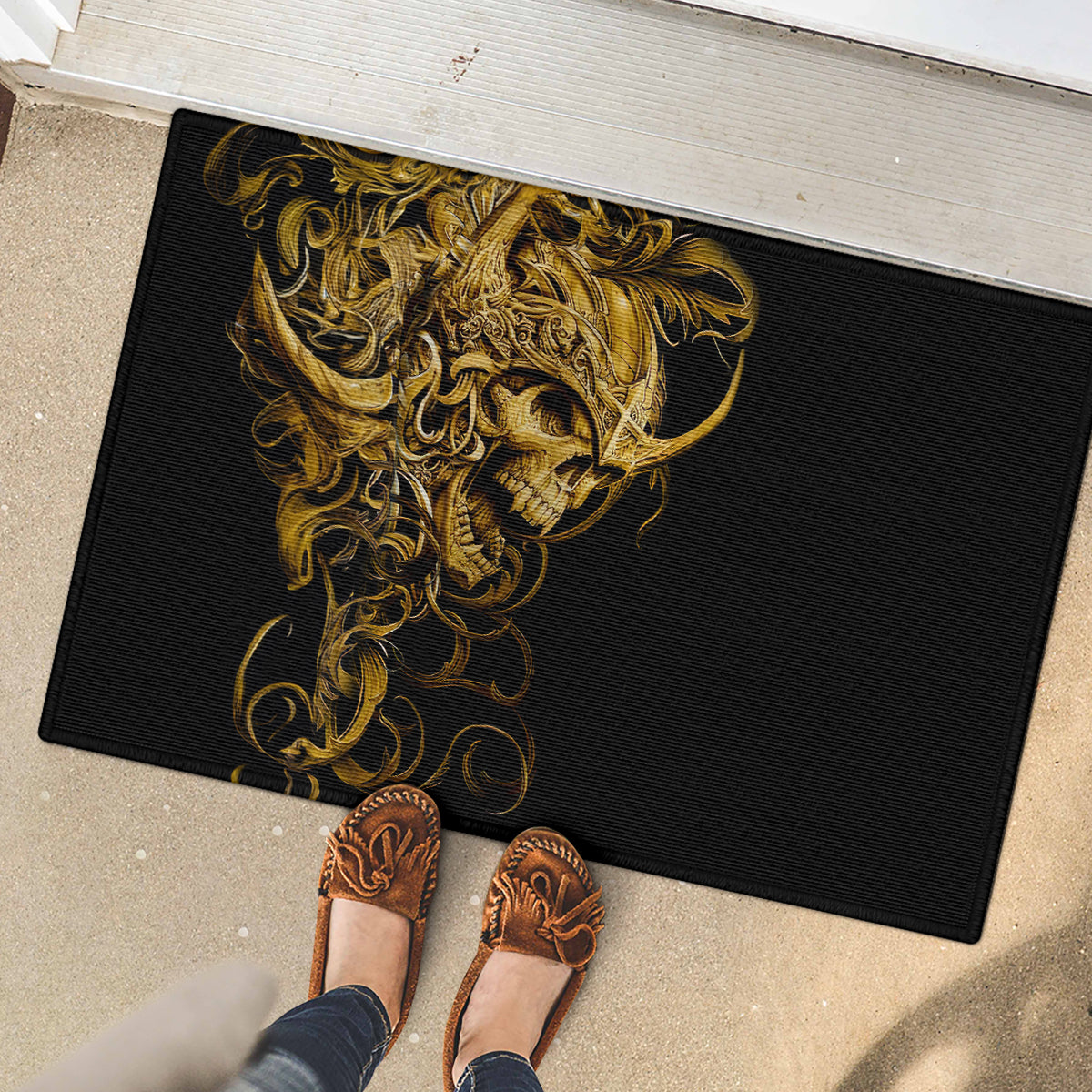 Skull Rubber Doormat Golden Warrior Royal - Wonder Print Shop