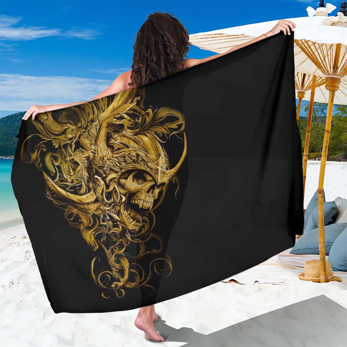 Skull Sarong Golden Warrior Royal - Wonder Print Shop