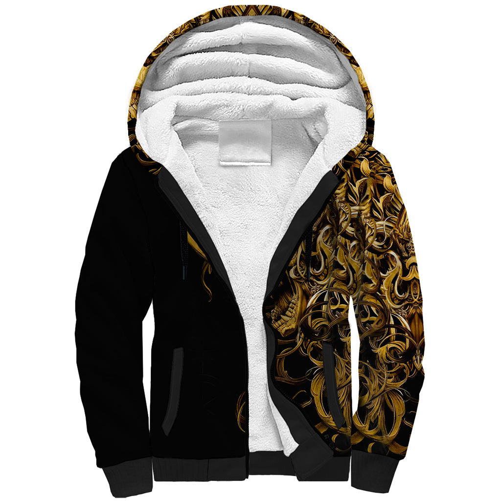 Skull Sherpa Hoodie Golden Warrior Royal - Wonder Print Shop