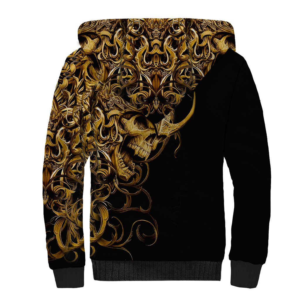 Skull Sherpa Hoodie Golden Warrior Royal - Wonder Print Shop