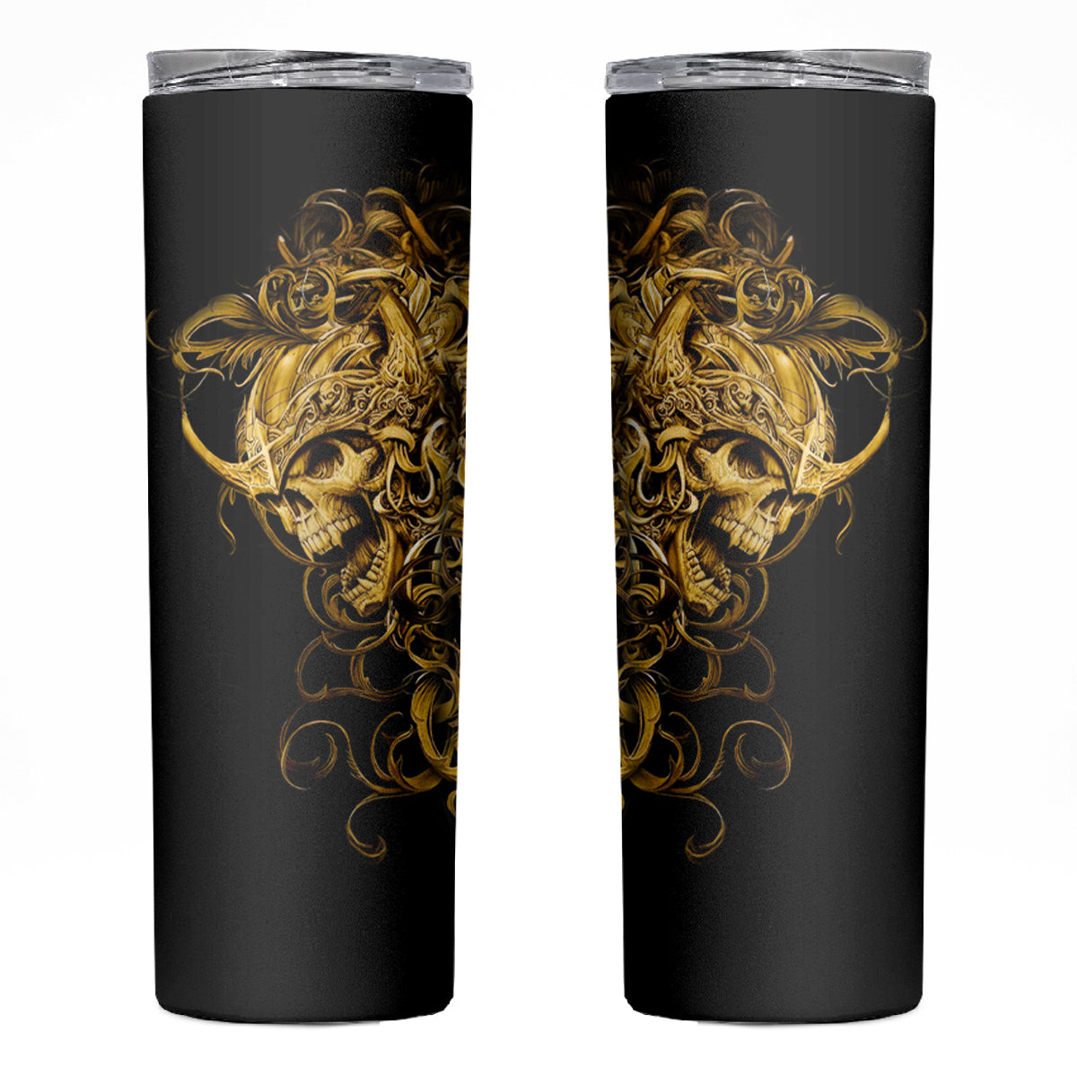 Skull Skinny Tumbler Golden Warrior Royal - Wonder Print Shop