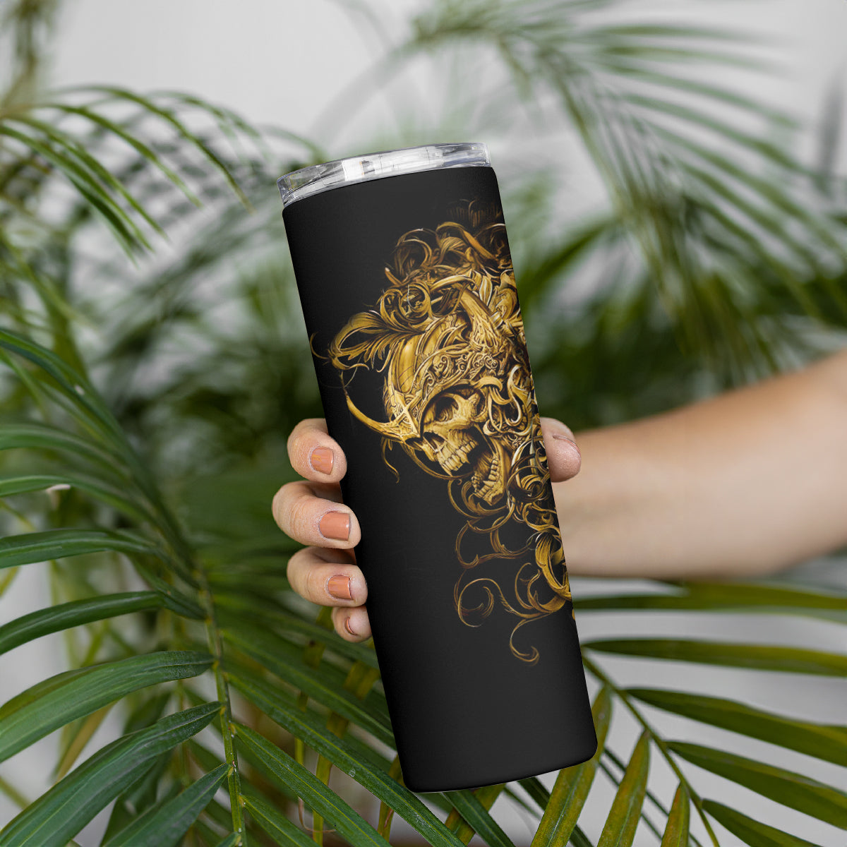 Skull Skinny Tumbler Golden Warrior Royal - Wonder Print Shop