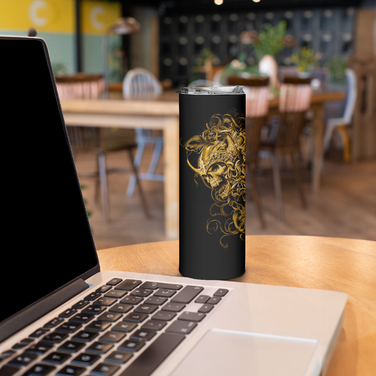 Skull Skinny Tumbler Golden Warrior Royal - Wonder Print Shop