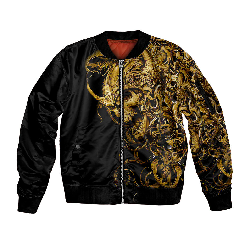 Skull Sleeve Zip Bomber Jacket Golden Warrior Royal - Wonder Print Shop